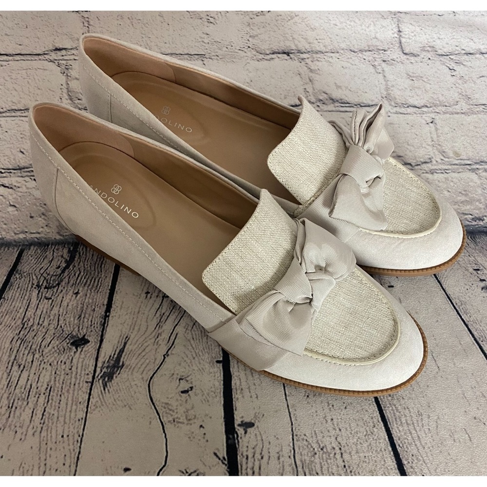 Bandolino NWOT Womens Lindio Loafers 11M Natural Cream Bow Slip On - Picture 1 of 15
